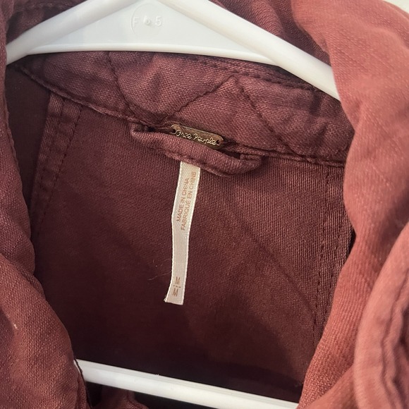 Free People "Not Your Brothers" Surplus Military Cargo Jacket Burgundy Size M - Picture 3 of 6